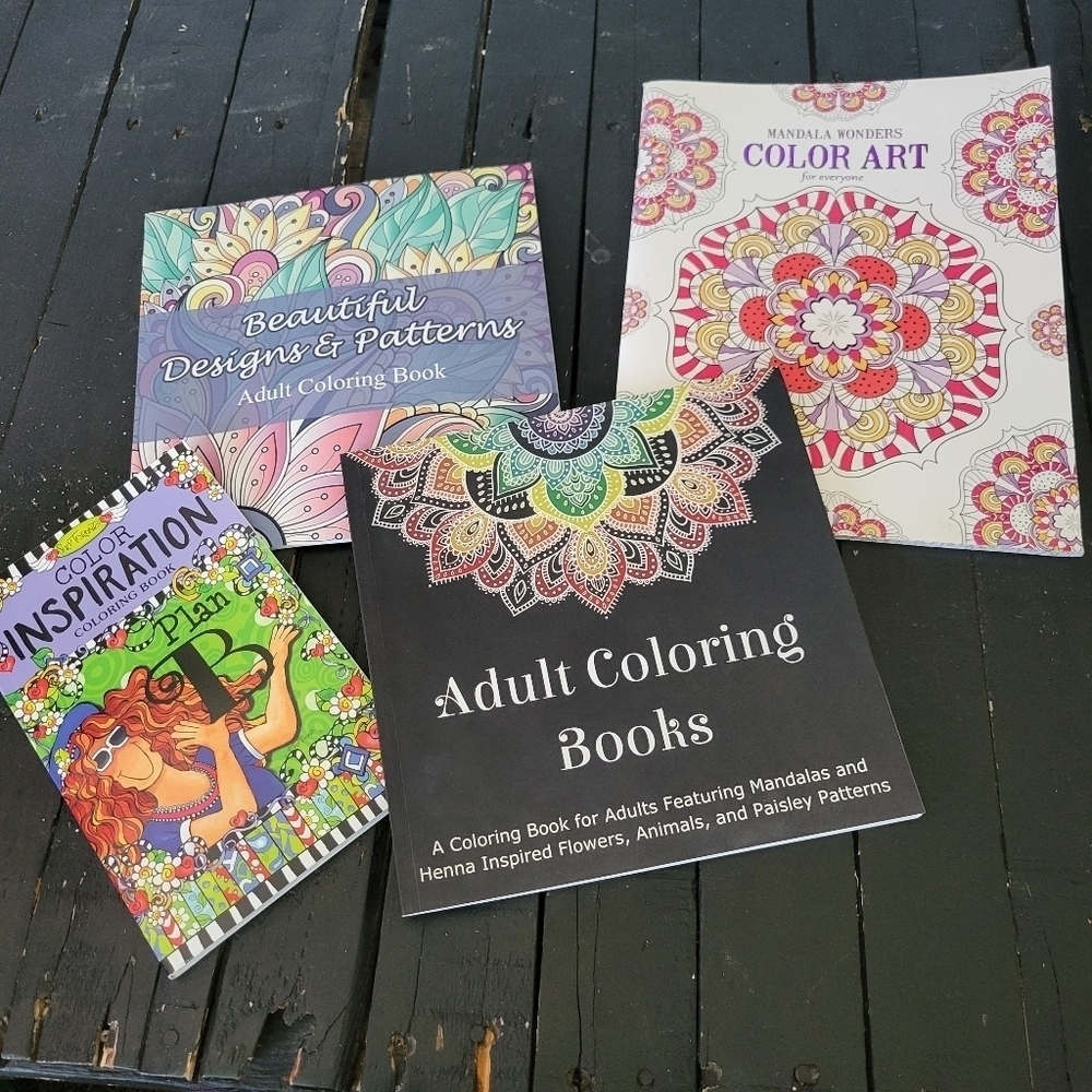 Lot Bundle of 4 Adult Coloring Books Mandala Inspiration Pattern Designs